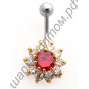 Кольцо в пупок cubic zircon gem stone belly ring body